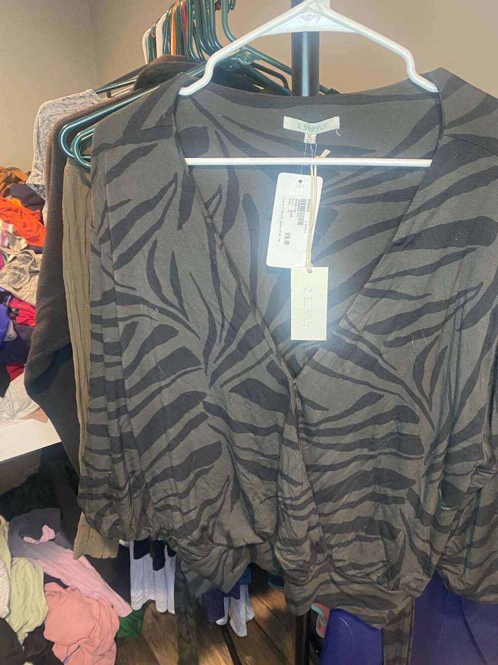 Z Supply Clara Tropical Zebra Wrap Top Size XL